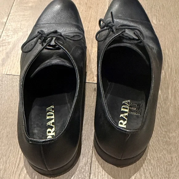 Prada Classic Black Leather Derbys